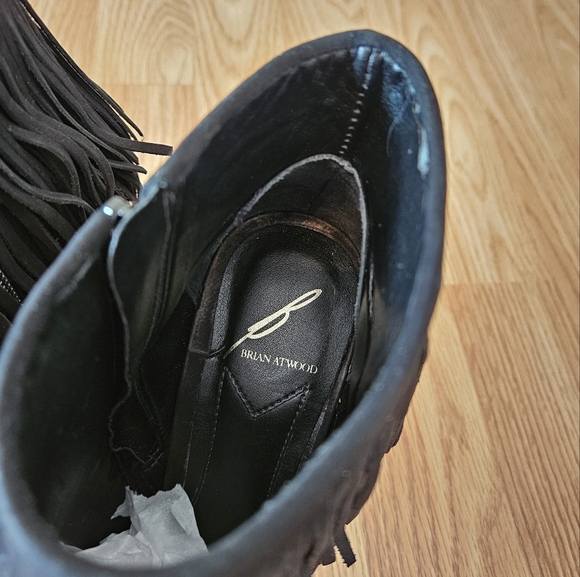 Brian Atwood Nova Suede Leather Fringe Ankle Women's Booties Size 7 Black. - Picture 11 of 16
